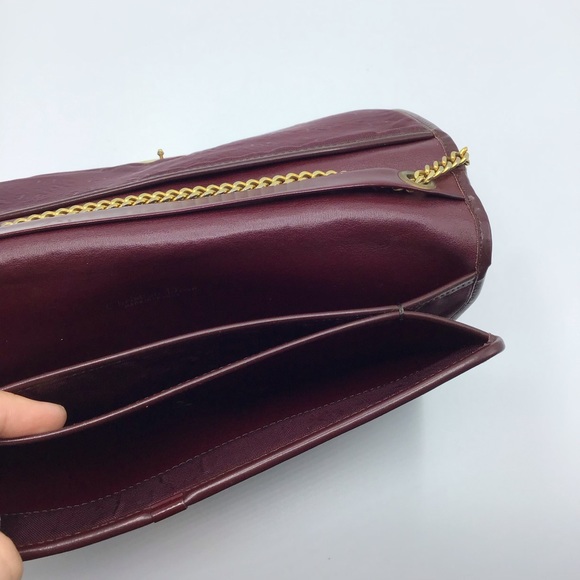 Vintage 70s Christian Dior made in France burgundy shoulder chain bag purse - Picture 9 of 10